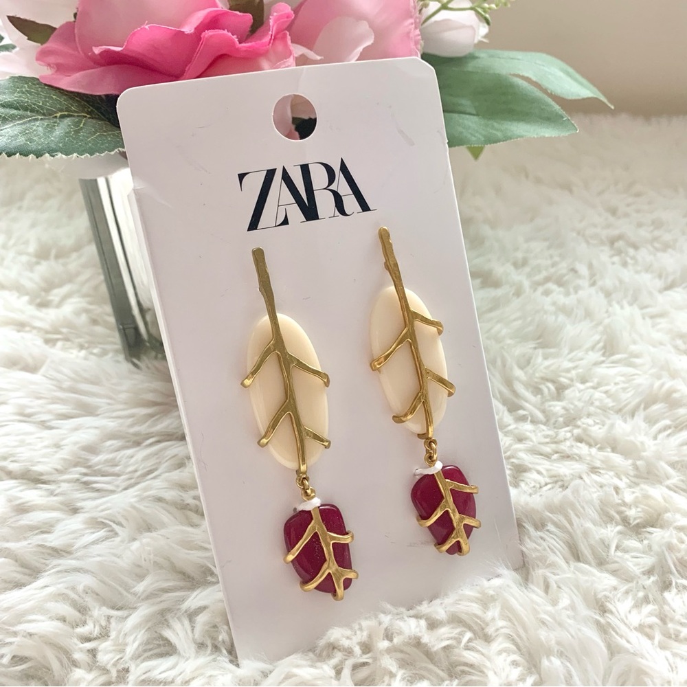 NWT Zara Colorful Stone Gold Earrings